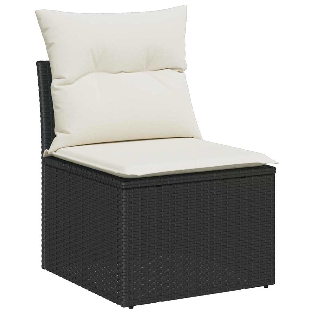 Conjunto de sofás de jardín 6 pcs Negro y crema ratán sintético
