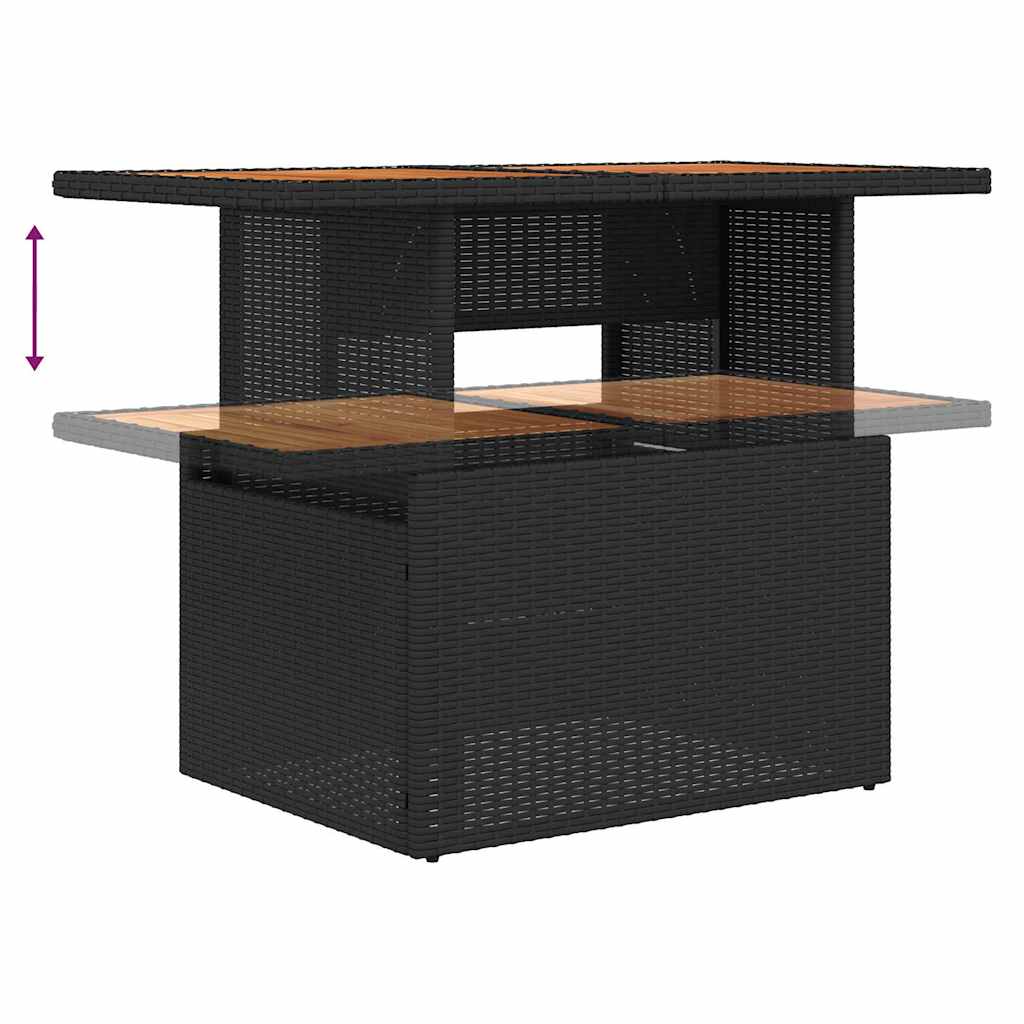 Conjunto de sofás de jardín 6 pcs Negro y crema ratán sintético