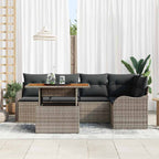 Conjunto de sofás de jardín 6 pcs Gris ratán sintético