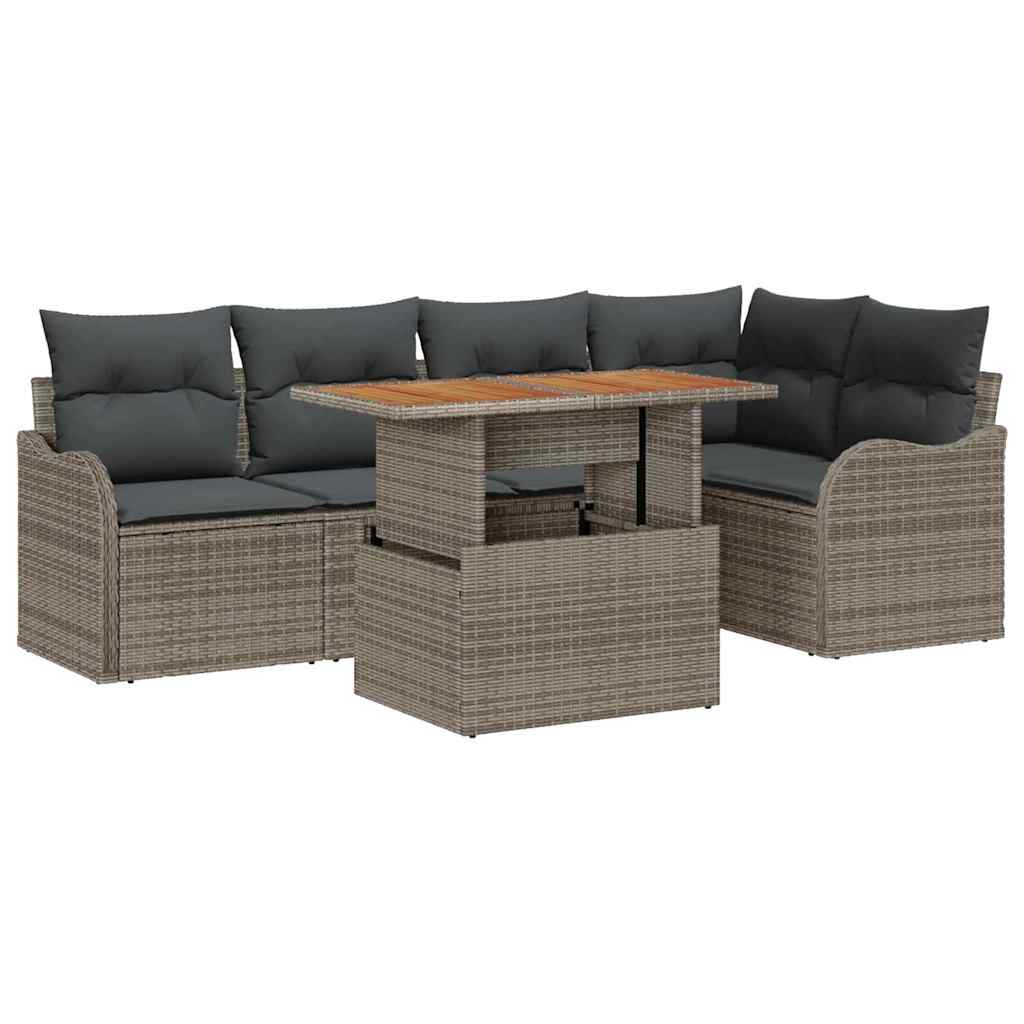 Conjunto de sofás de jardín 6 pcs Gris ratán sintético