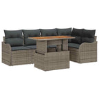 Conjunto de sofás de jardín 6 pcs Gris ratán sintético