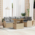 Conjunto de sofás de jardín con cojín 6 pcs Beige y Gris Claro