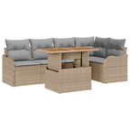 Conjunto de sofás de jardín con cojín 6 pcs Beige y Gris Claro