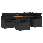 Conjunto de sofás de jardín 6 pcs Negro ratán sintético