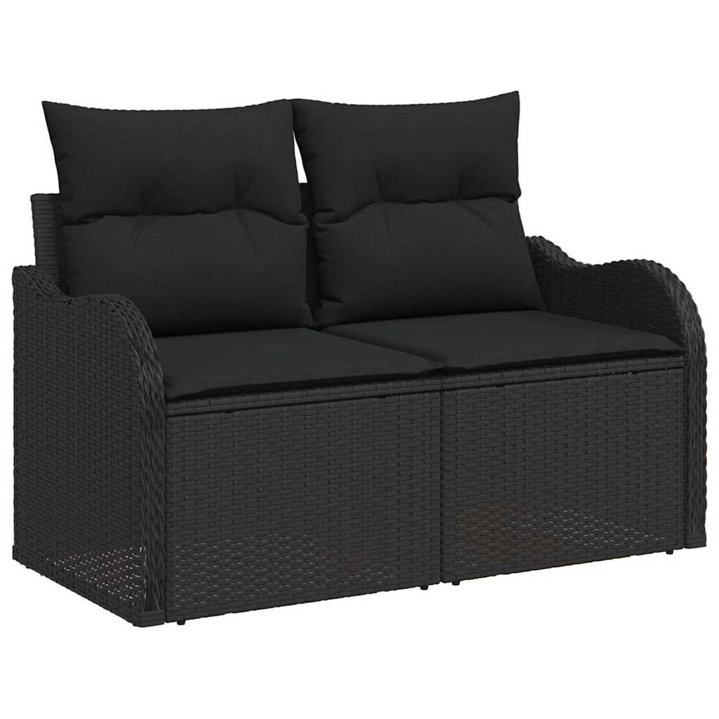 Conjunto de sofás de jardín 6 pcs Negro ratán sintético