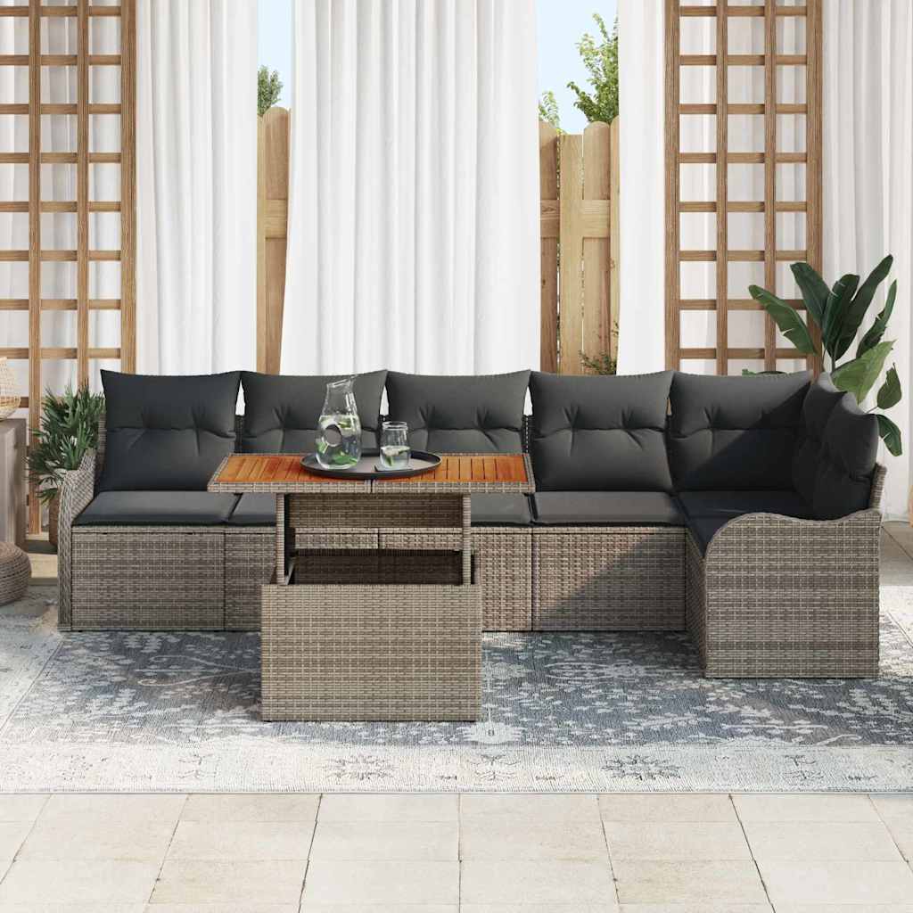 Conjunto de sofá de jardín con cojín Manual 7 pcs Gris