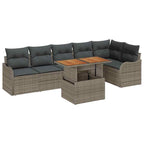 Conjunto de sofá de jardín con cojín Manual 7 pcs Gris