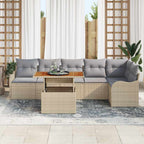 Conjunto de sofá de jardín con cojín 7 pcs beige y gris claro