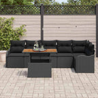 Conjunto de sofá de jardín con cojín Manual 7 pcs Negro