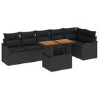 Conjunto de sofá de jardín con cojín Manual 7 pcs Negro