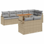 Conjunto de sofá de jardín con cojín 9 pcs beige y gris claro