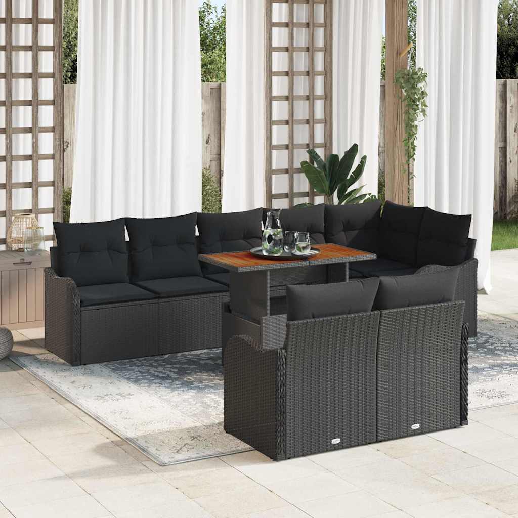 Conjunto de sofá de jardín con cojín 9 pcs beige y gris claro
