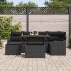Conjunto de sofá de jardín con cojín 7 pcs Negro