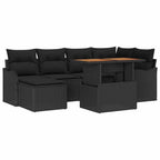 Conjunto de sofá de jardín con cojín 7 pcs Negro