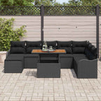 Conjunto de sofá de jardín con cojín 9 pcs Negro
