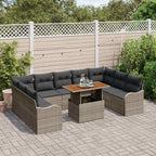 Conjunto de sofá de jardín con cojín Manual 10 pcs Gris