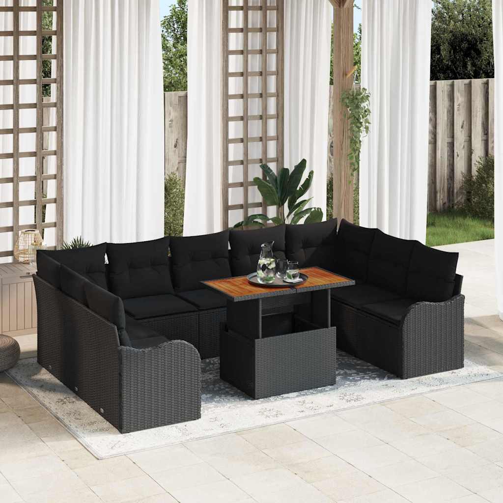 Conjunto de sofá de jardim com almofada Manual 10 pçs Cinzento