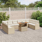 Conjunto de sofá de jardín con cojín 11 pcs beige y crema