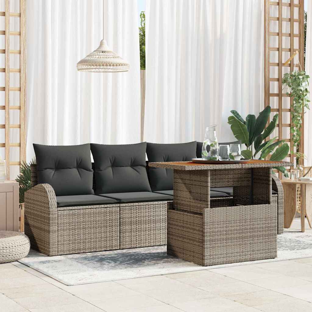 Conjunto de sofá de jardín 5 pcs beige y gris claro