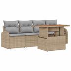 Conjunto de sofá de jardín 5 pcs beige y gris claro