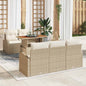 Conjunto de sofá de jardim com almofadas 6 pçs bege e creme