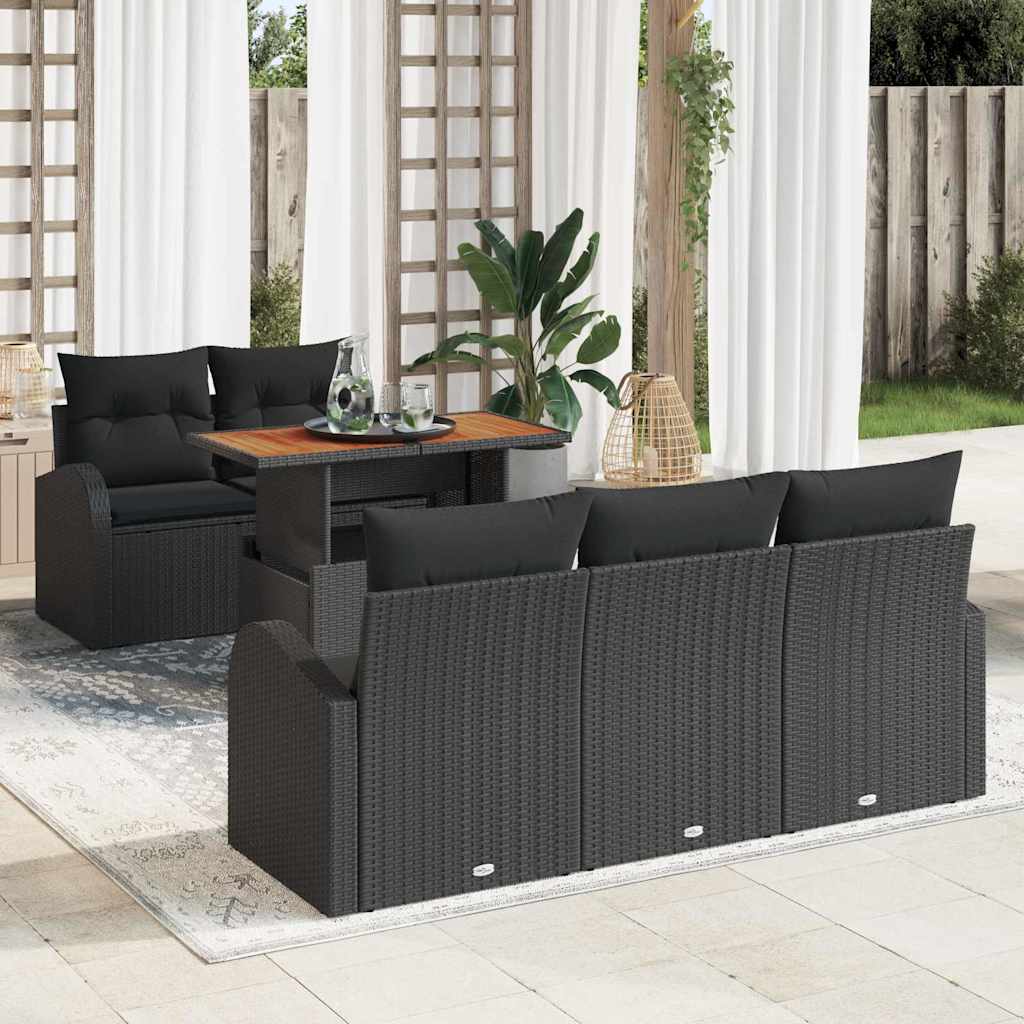 Conjunto de sofá de jardín con cojín 6 pcs beige y crema
