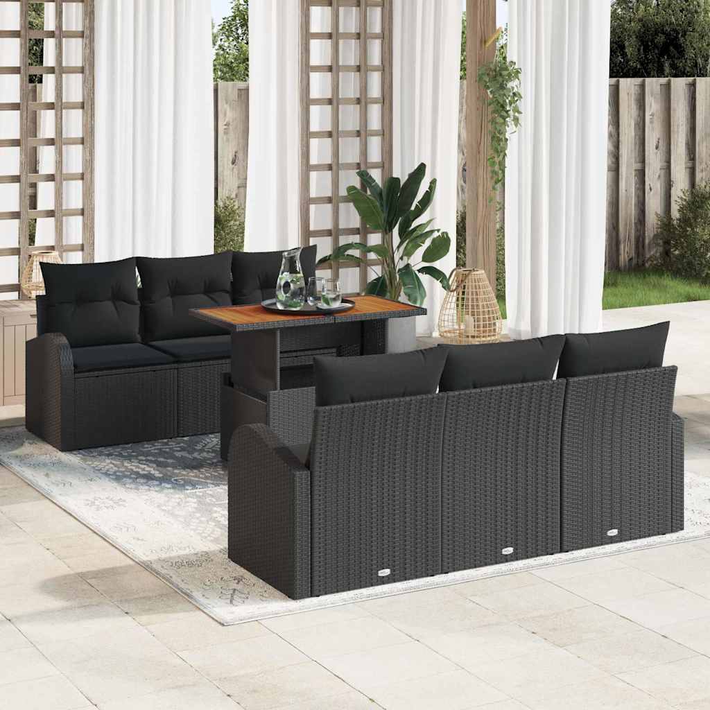 7-Piece Garden Sofa Set with Cushions Beige and Light Grey