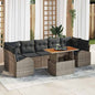 Conjunto de sofá de jardim com almofadão 8 peças bege e cinzento claro