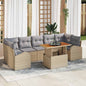 Conjunto de sofá de jardim com almofadão 8 peças bege e cinzento claro