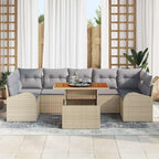 Conjunto de sofá de jardín con cojín 8 pcs beige y gris claro