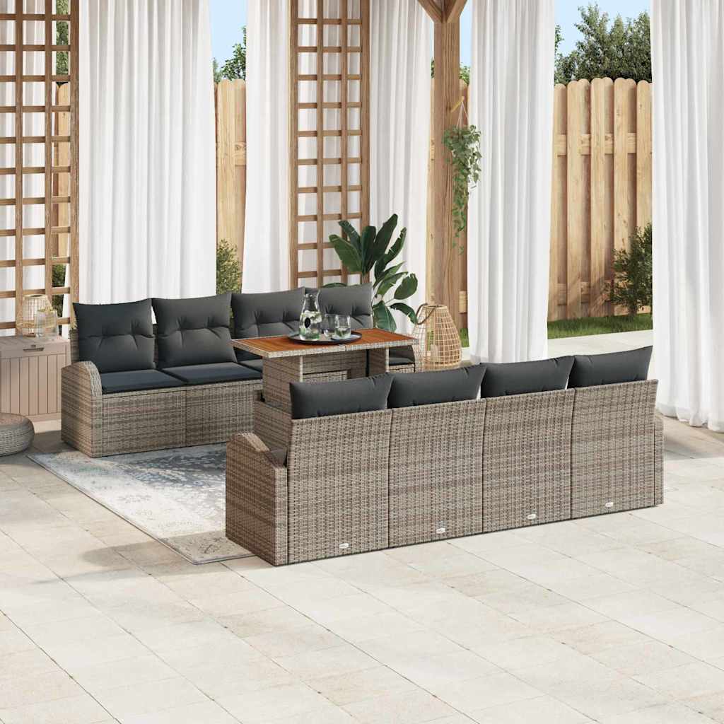 Conjunto de sofá de jardim com almofada 7 pçs Bege e Creme
