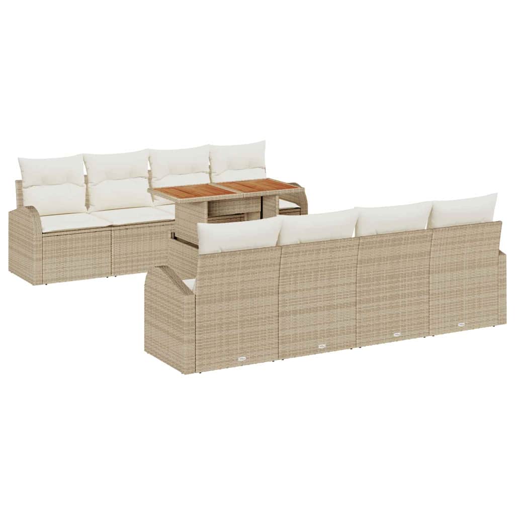 Conjunto de sofá de jardín con cojín 7 pcs Beige y Crema