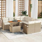 9-Piece Beige and Cream Garden Sofa Set with Cushions