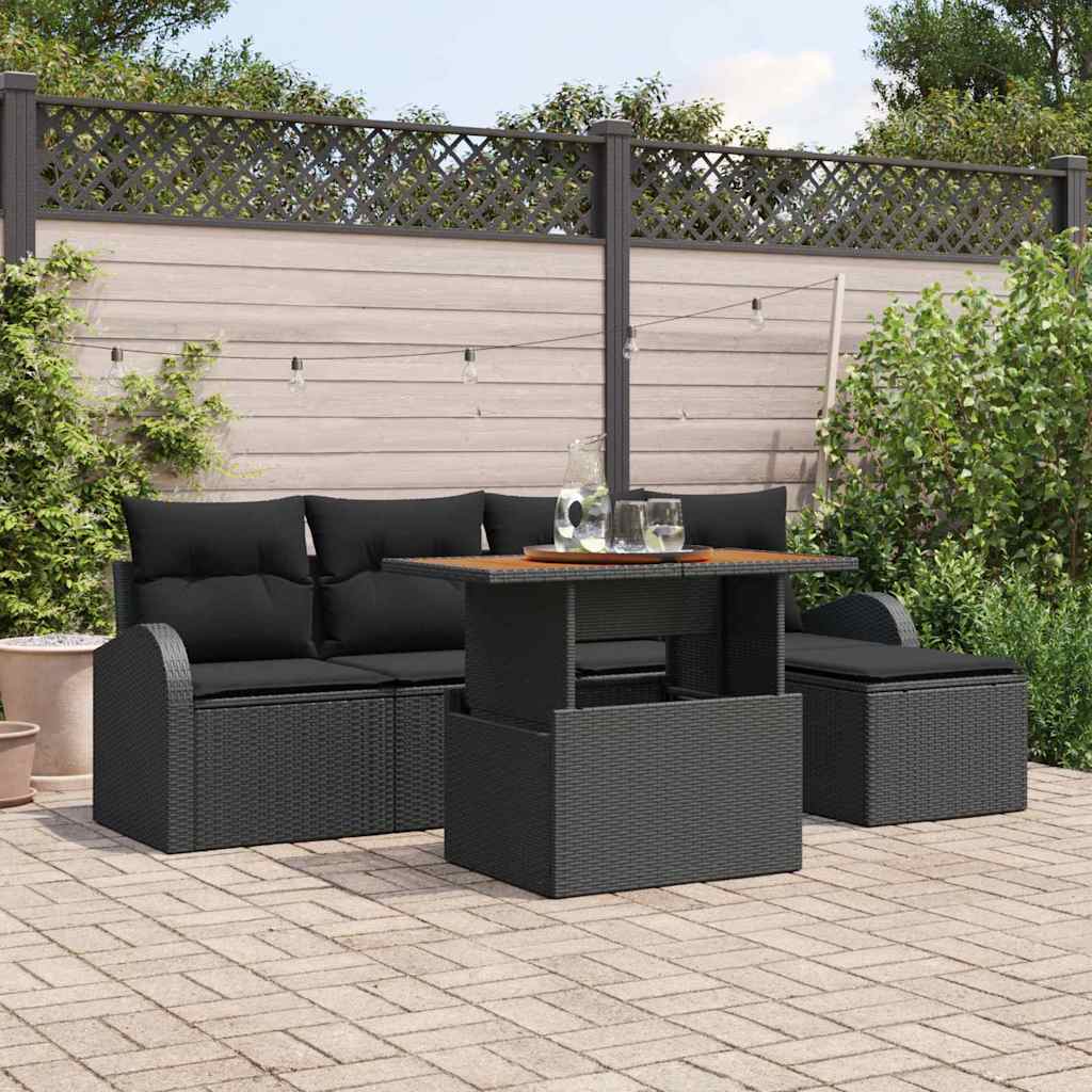 Conjunto de sofá de jardín con cojín 6 pcs beige y gris claro