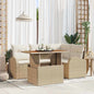 Conjunto de sofá de jardim com almofada 5 pçs bege e creme