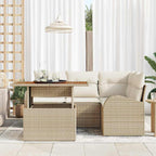Conjunto de sofá de jardín con cojín 5 pcs beige y crema