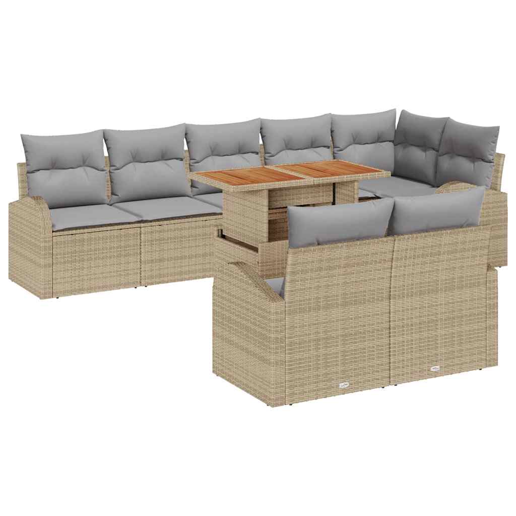Conjunto de sofá de jardín con cojín 9 pcs beige y gris claro