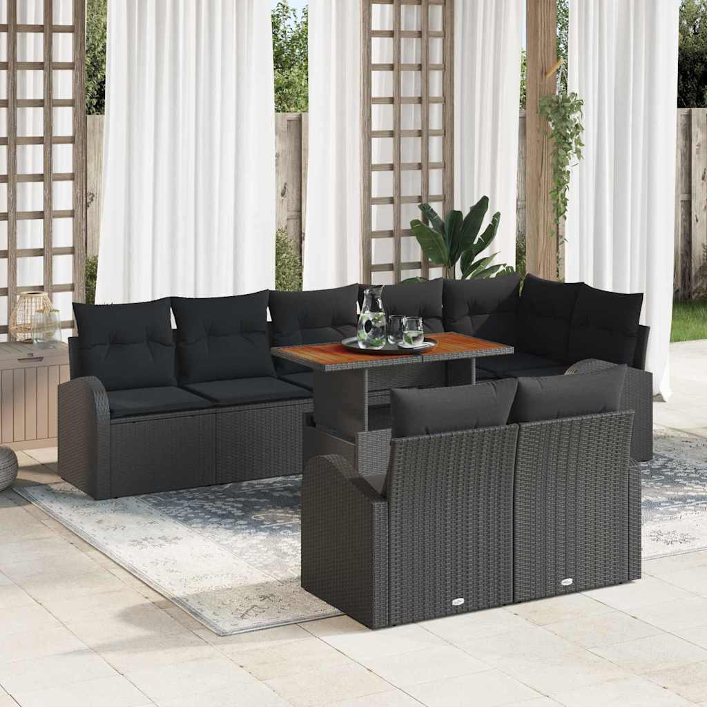 Conjunto de sofá de jardín con cojín 9 pcs beige y gris claro