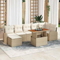 Conjunto de sofá de jardín con cojín 8 pcs beige y crema