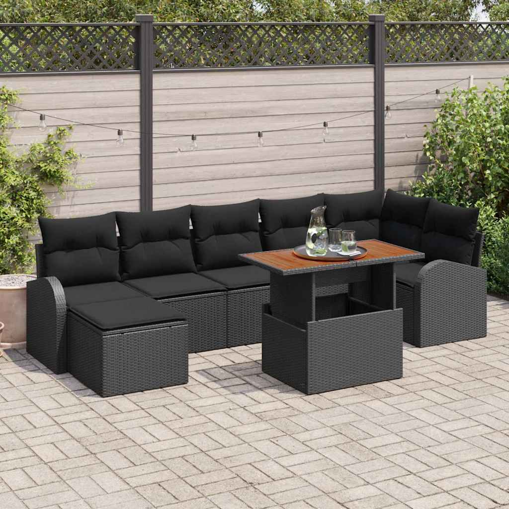 Conjunto de sofá de jardín con cojín 8 pcs beige y crema