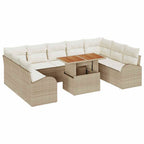 Conjunto de sofá de jardín con cojín 10 pcs beige y crema