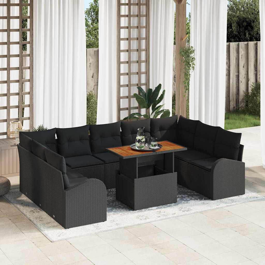 Conjunto de sofá de jardín con cojín 10 pcs beige y crema