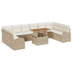 Conjunto de sofá de jardín con cojín 11 pcs beige y crema