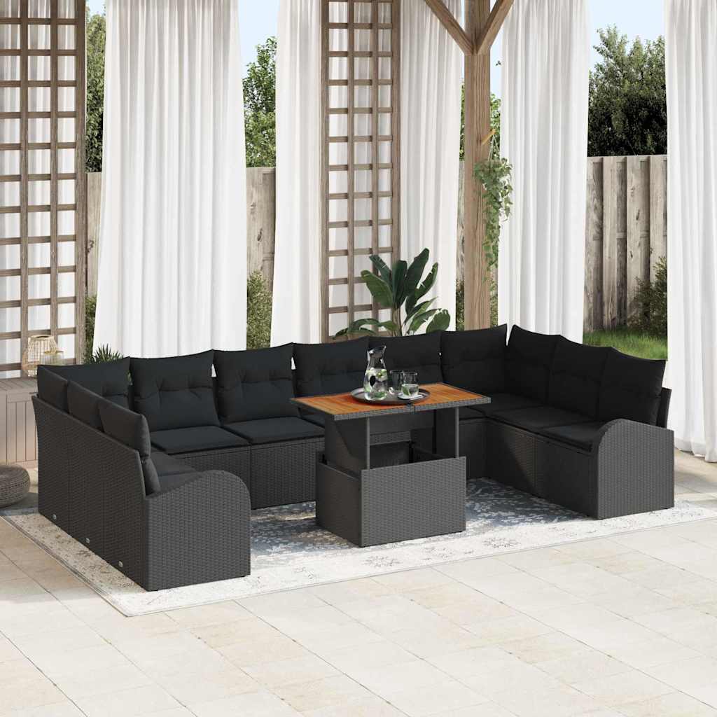 Conjunto de sofá de jardín con cojín 11 pcs beige y crema