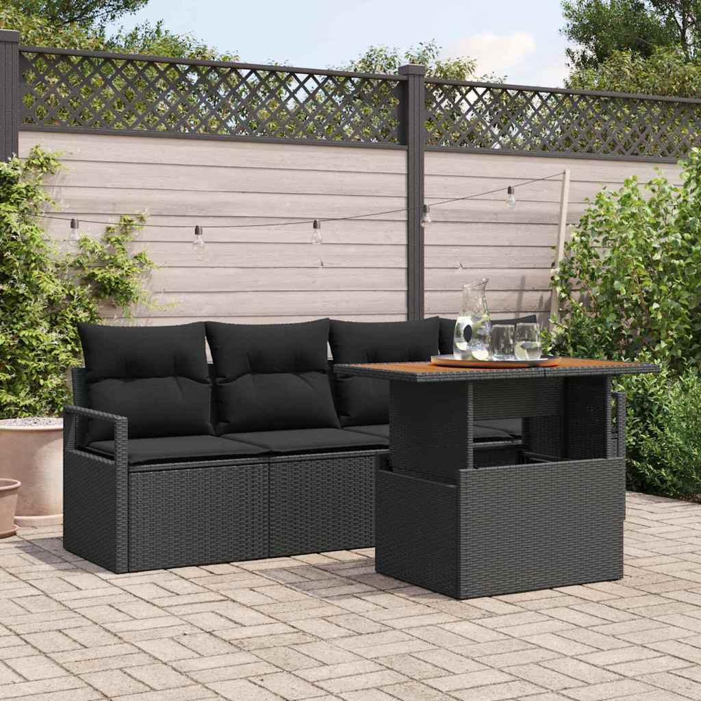 Conjunto de sofá de jardín con cojín 5 pcs beige y gris claro