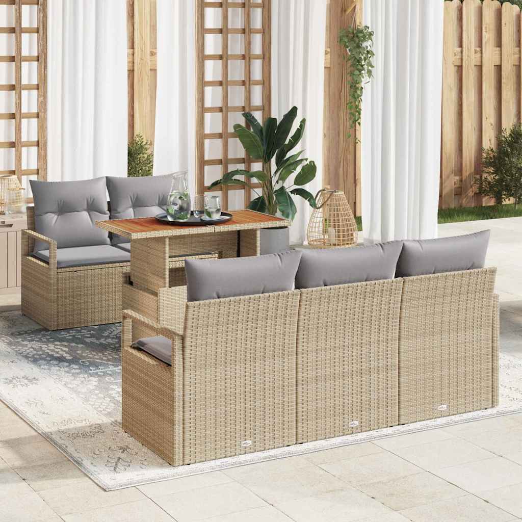 Conjunto de sofá de jardín con cojín 5 pcs Gris y marino