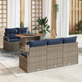 Conjunto de sofá de jardín con cojín 6 pcs gris y azul marino