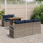 Conjunto de sofá de jardín con cojín 6 pcs gris y azul marino