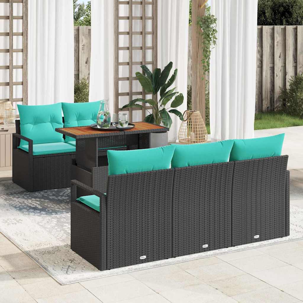 Conjunto de sofá de jardín con cojín 6 pcs gris y azul marino