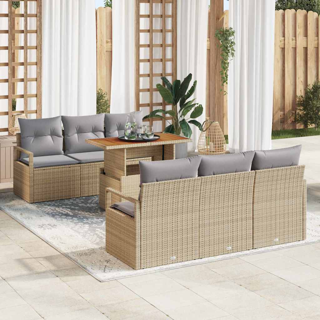 Conjunto de sofá de jardín con cojín 6 pcs gris y azul marino